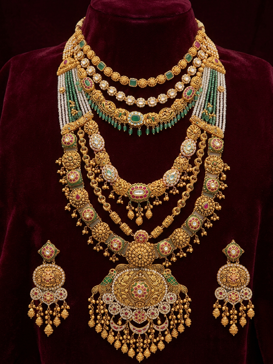 Gold jewellery photographed for the Swarnaprabha showcase
