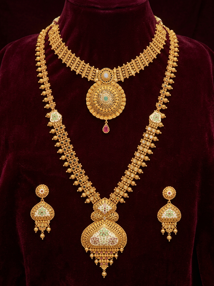 Gold jewellery photographed for the Swarnaprabha showcase