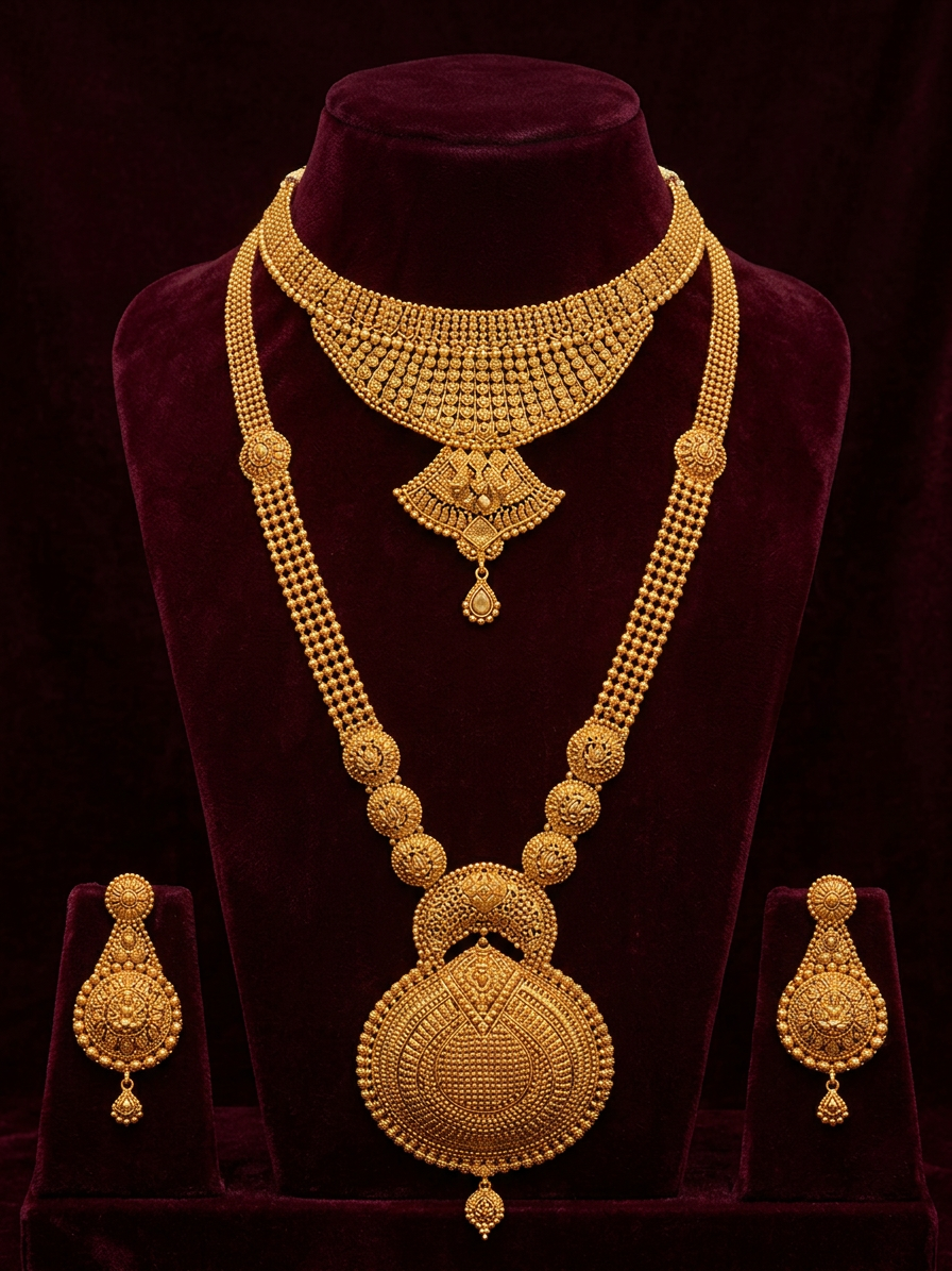 Gold jewellery photographed for the Swarnaprabha showcase