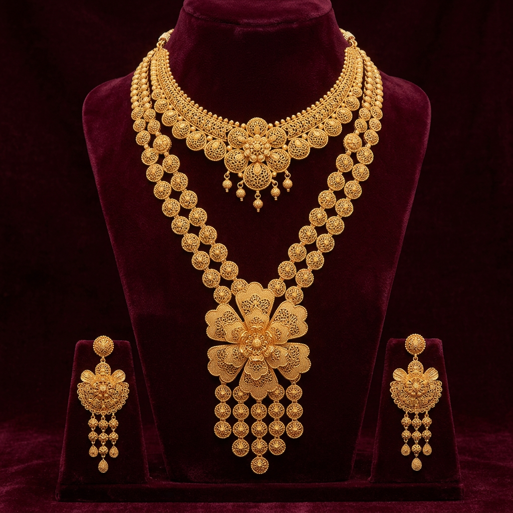 Gold jewellery photographed for the Swarnaprabha showcase