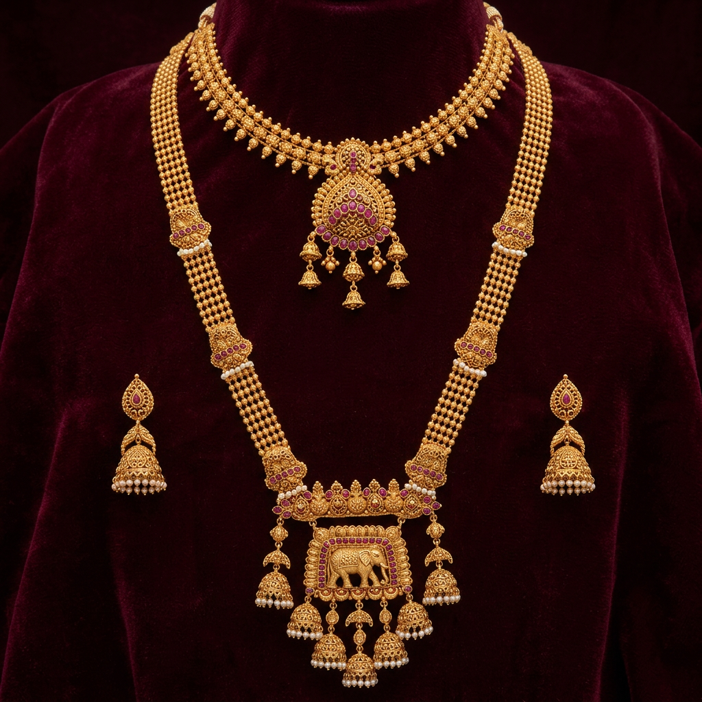 Gold jewellery photographed for the Swarnaprabha showcase