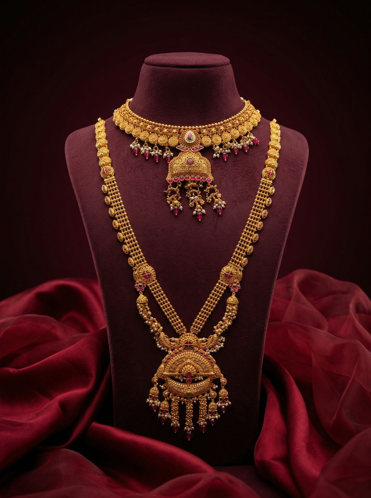Gold jewellery photographed for the Swarnaprabha showcase
